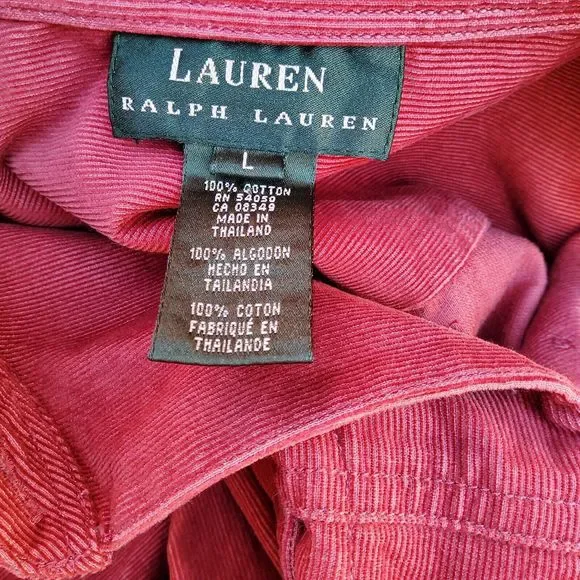 Lauren Ralph Lauren Corduroy Shacket Women's Shirt Size Large Burgundy - Picture 6 of 6